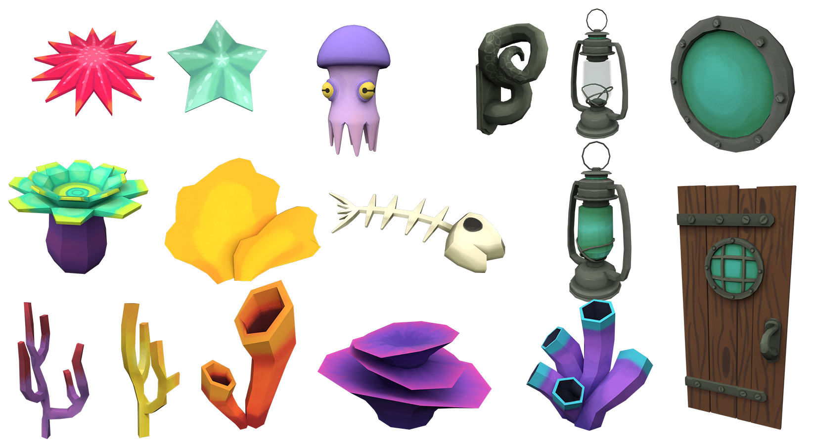 Small underwater themed props